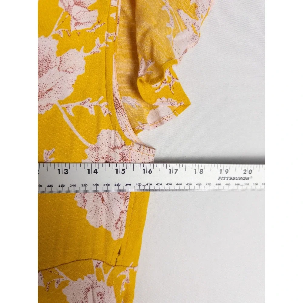 Free People French Quarter Yellow Floral Print Wrap Dress Womens S Yellow Spring